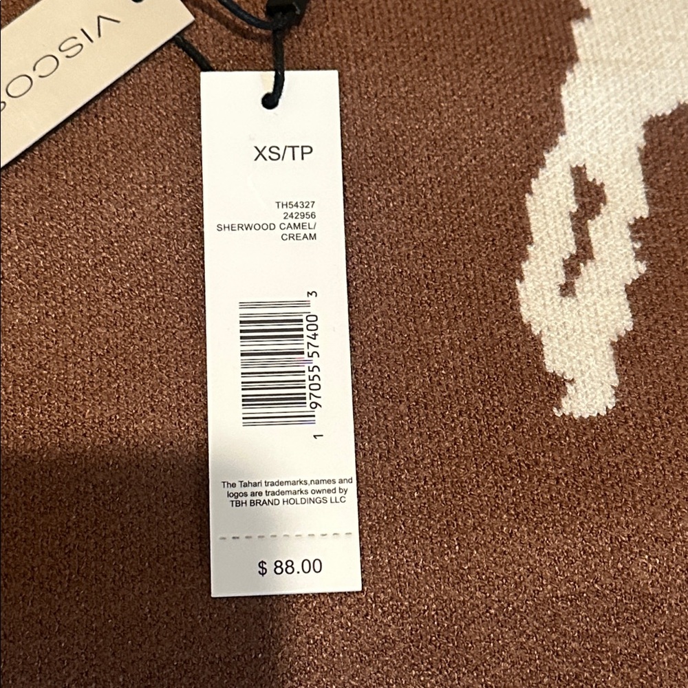 T Tahari Brown and White Horse Sweater - Picture 4 of 4